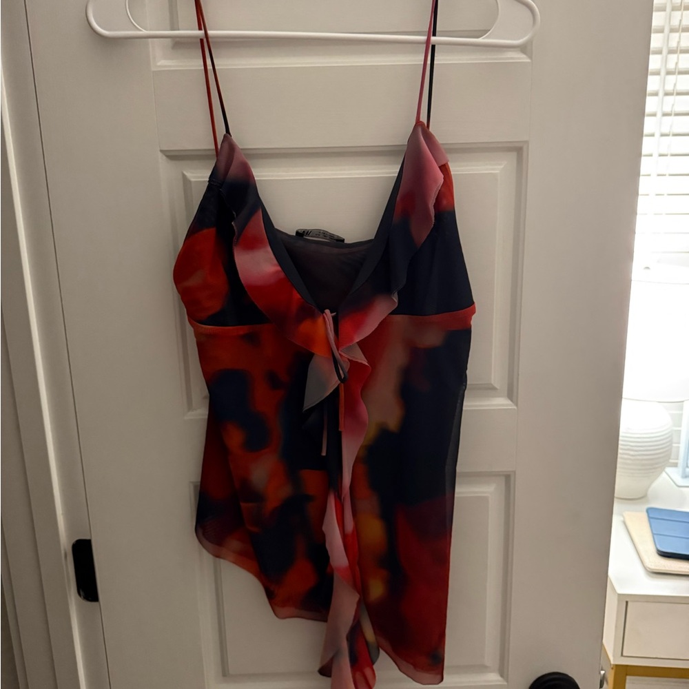 Zara Red and Black Camisole Top